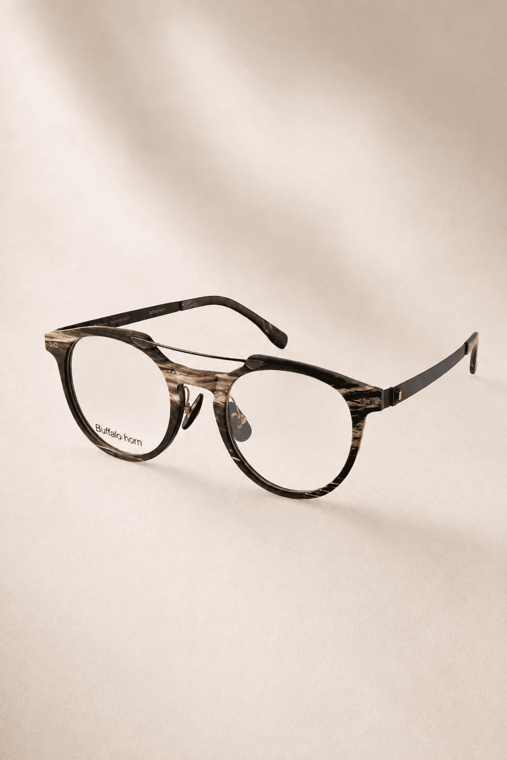 Moraine buffalo horn optical frame with metal temples